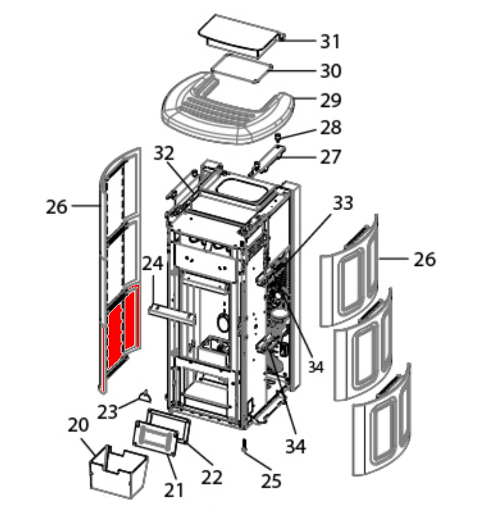 MCZ SUITE Comfort Air Seitenverkleidung links unten Salt and Pepper